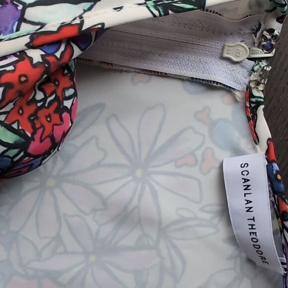 SCANLAN THEODORE Bow Watercolor Floral Maxi Dress VNECK back Size Small - Picture 7 of 13